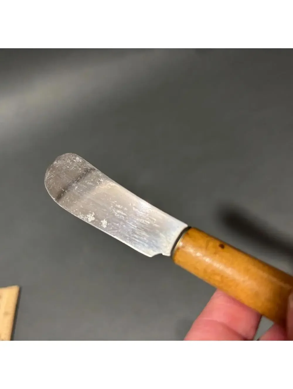 Vintage Cheese Butter Spreader Knife Wooden Handle